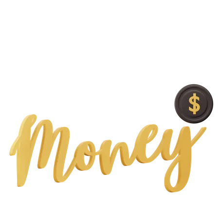 3 D Illustration Money Text With Transparent Background 3D Icon