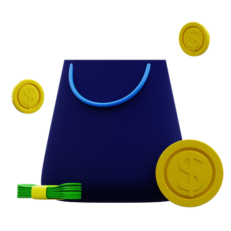 Money and a Bag  3D Icon