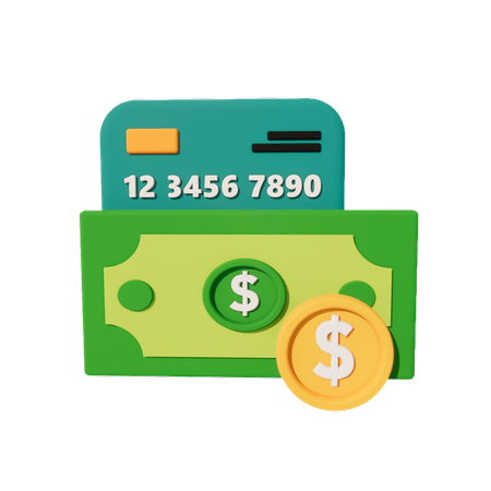 Money and ATM Card  3D Icon
