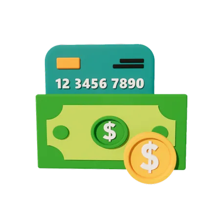 Money and ATM Card  3D Icon