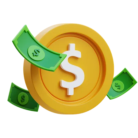 Money and Coin  3D Icon
