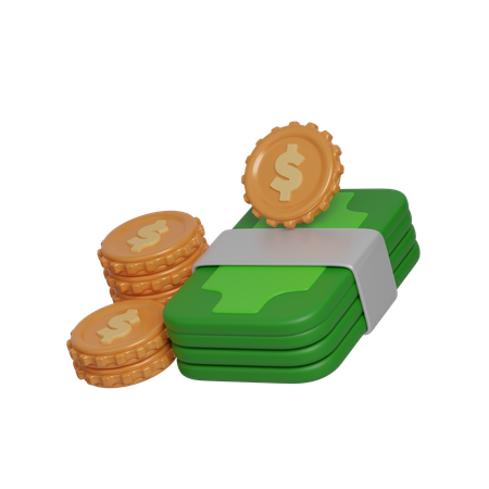 Money And Coin  3D Icon