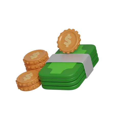 Money And Coin 3 D Icon Financial And Banking 3 D Illustration 3D Icon