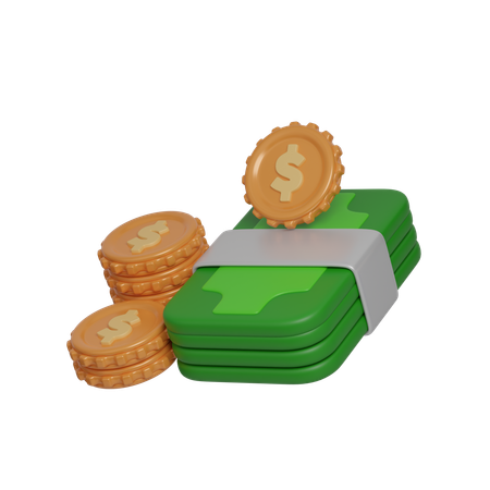 Money And Coin  3D Icon