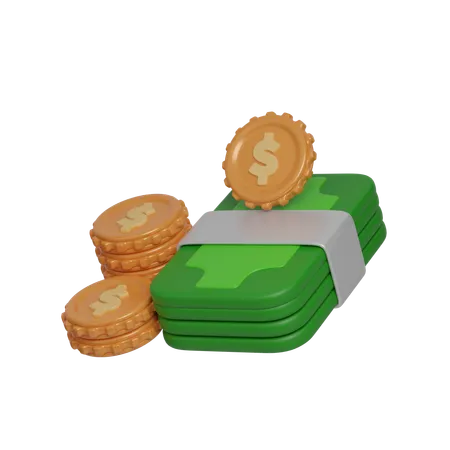 Money And Coin  3D Icon