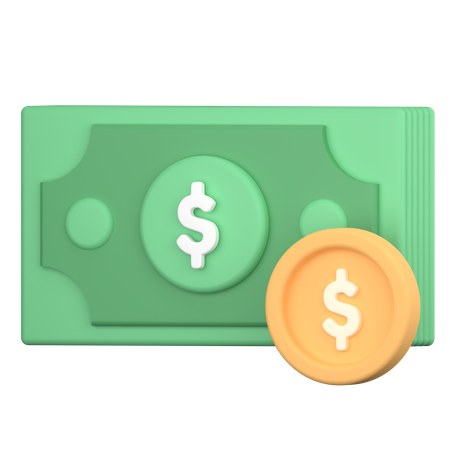 Money and coin  3D Icon