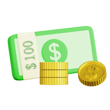 Money And Coin Bundles  3D Icon