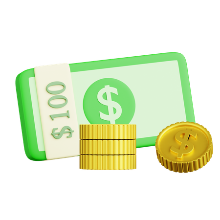 Money And Coin Bundles  3D Icon