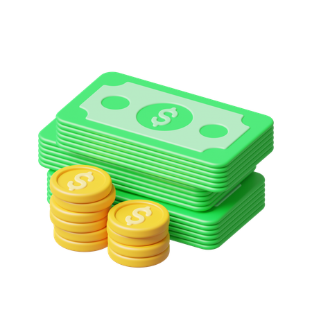 Money And Coin Stack  3D Icon