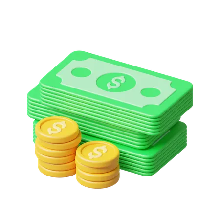 Money And Coin Stack  3D Icon