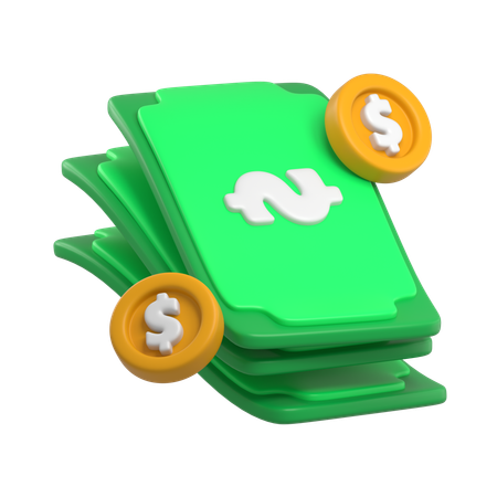 Money and Coins  3D Icon