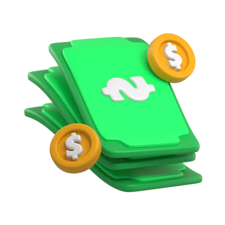 Money and Coins  3D Icon