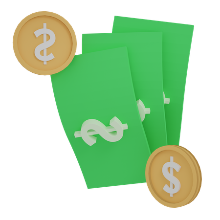 Money and coins  3D Icon