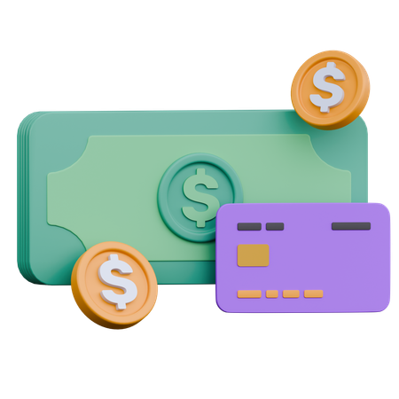 Money and Credit Card  3D Icon