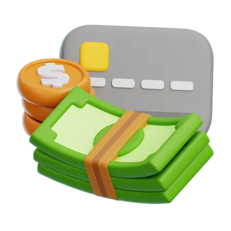 Money And Debit Card  3D Icon