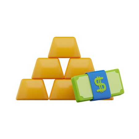 Money and Gold  3D Icon