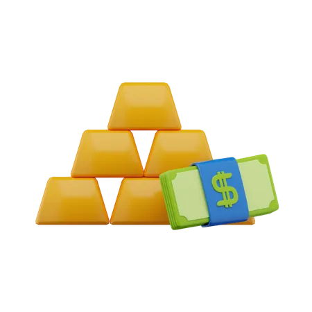 Money and Gold  3D Icon