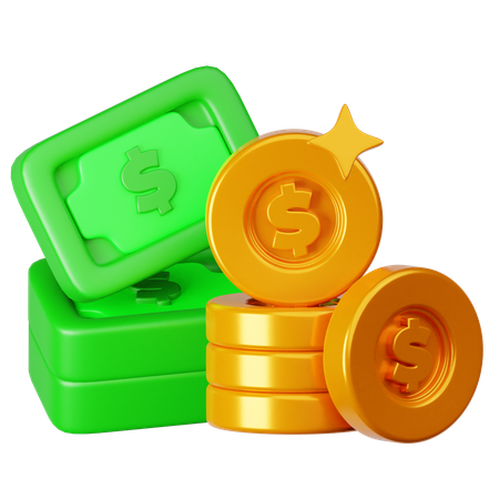 Money And Gold Coin  3D Icon
