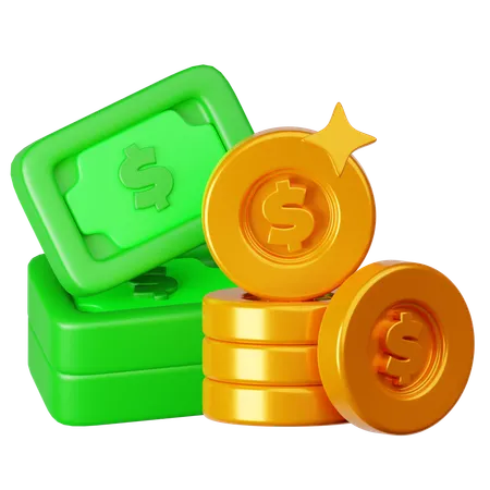 Money And Gold Coin  3D Icon