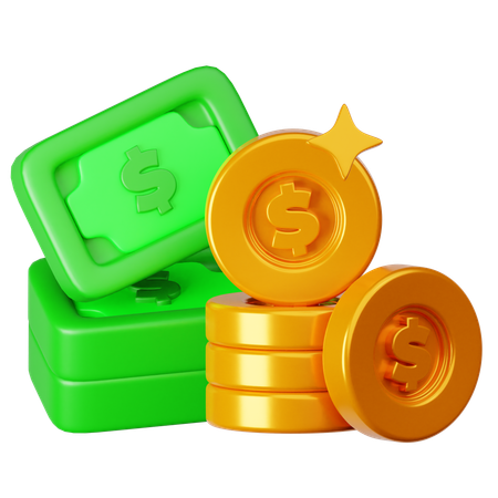 Money And Gold Coin  3D Icon