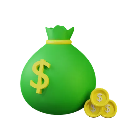 Green Sack Of Money 3D Icon