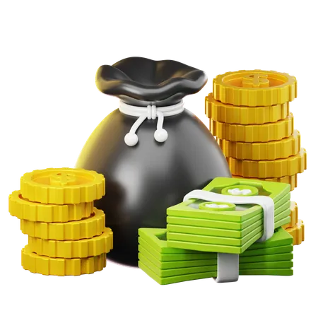Business And Finance Illustration Money Bag Isolated On Transparant Background 3 D Illustration High Resolution 3D Icon
