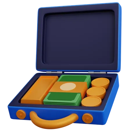 3 D Rendering Suitcase Filled With Money And Gold Isolated 3D Icon