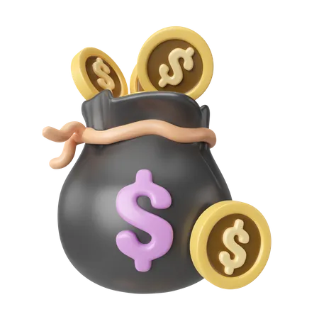 This Is Money Bag 3 D Render Illustration Icon High Resolution Png File Isolated On Transparent Background Available 3 D Model File Format BLEND OBJ FBX And GLTF 3D Icon