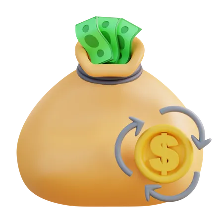 3 D Illustration Of Money Bag And Velocity Of Money 3D Icon