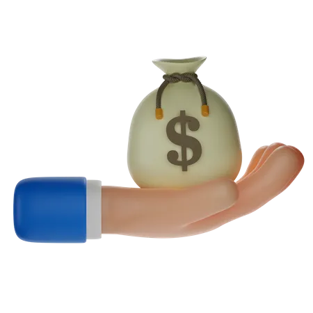 Hand Receive Dollar Money Bag 3 D Illustration 3D Icon
