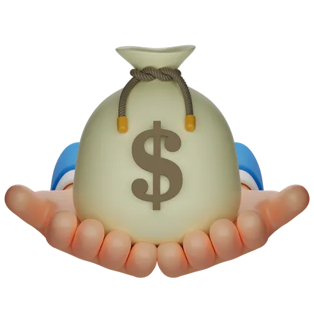 Hand Receive Dollar Money Bag 3 D Illustration 3D Icon