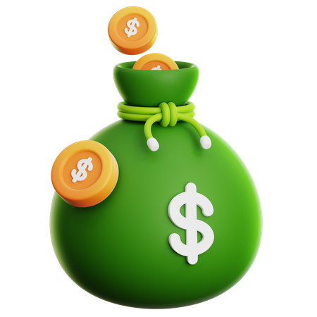 MONEY BAG AND DOLLAR COIN  3D Icon