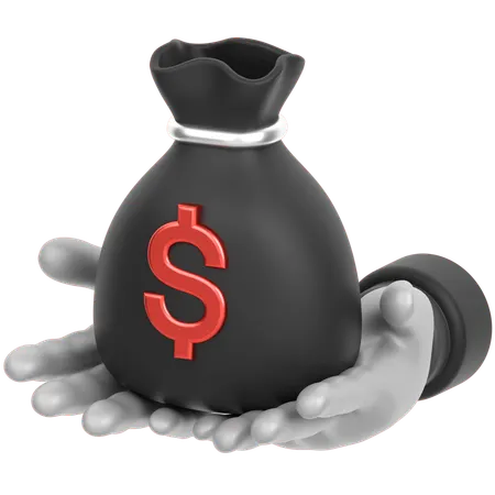 Money Bag In Hand  3D Icon