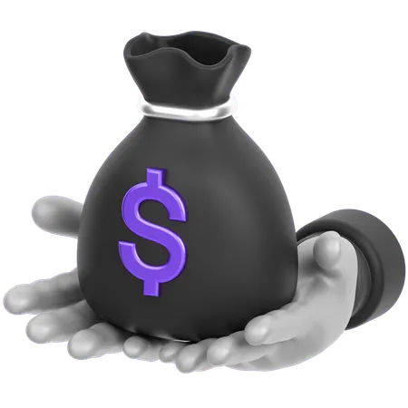 Money Bag In Hand  3D Icon