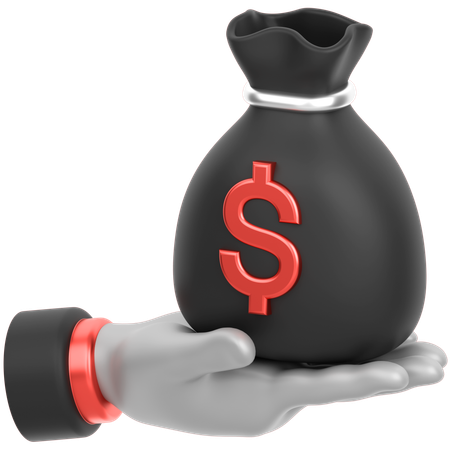 Money Bag In Hand Single  3D Icon