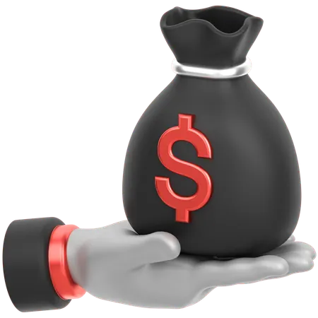 Money Bag In Hand Single  3D Icon