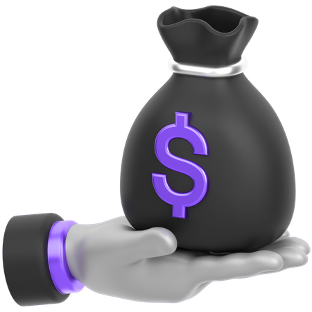 Money Bag In Hand Single  3D Icon