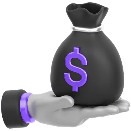 Money Bag In Hand Single  3D Icon
