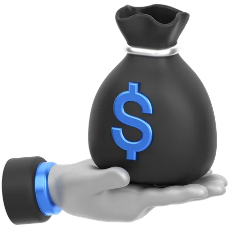 Money Bag In Hand Single  3D Icon