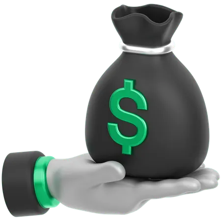 Money Bag In Hand Single  3D Icon