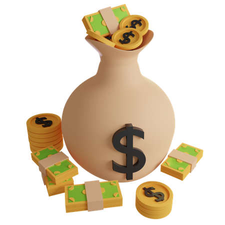 Money Bag Open  3D Icon