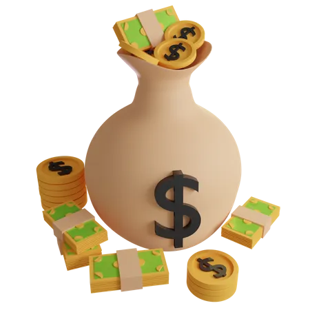 Money Bag Open  3D Icon