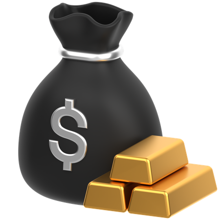 Money Bag With Gold  3D Icon