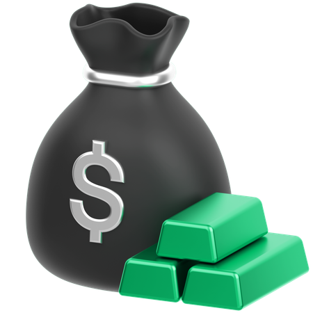 Money Bag With Gold  3D Icon