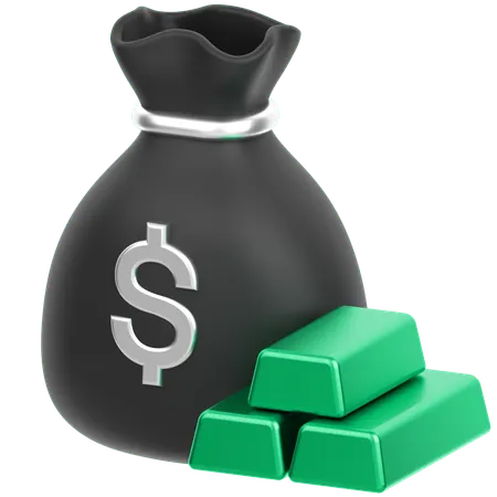 Money Bag With Gold  3D Icon