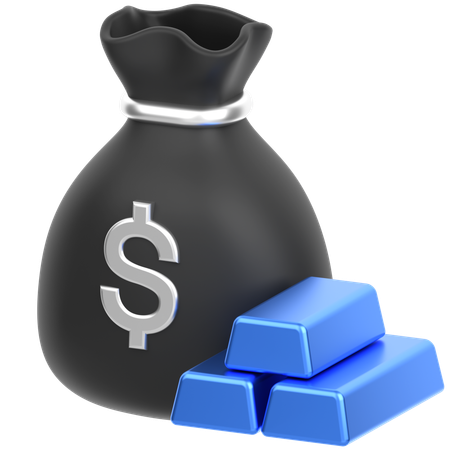 Money Bag With Gold  3D Icon