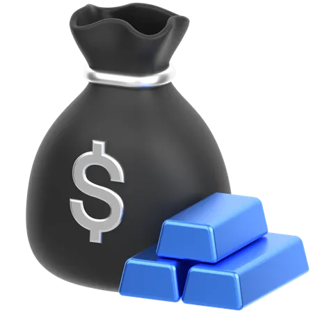Money Bag With Gold  3D Icon