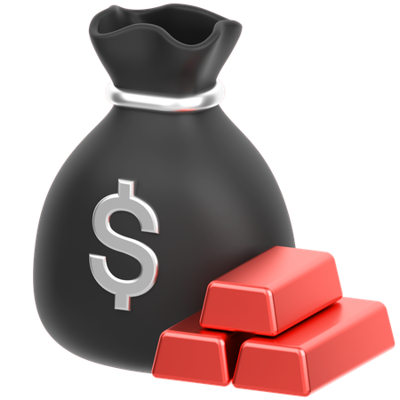 Money Bag With Gold  3D Icon