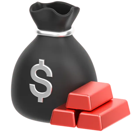 Money Bag With Gold  3D Icon
