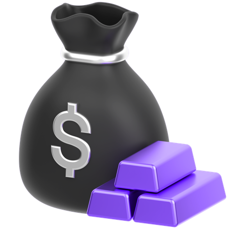 Money Bag With Gold  3D Icon